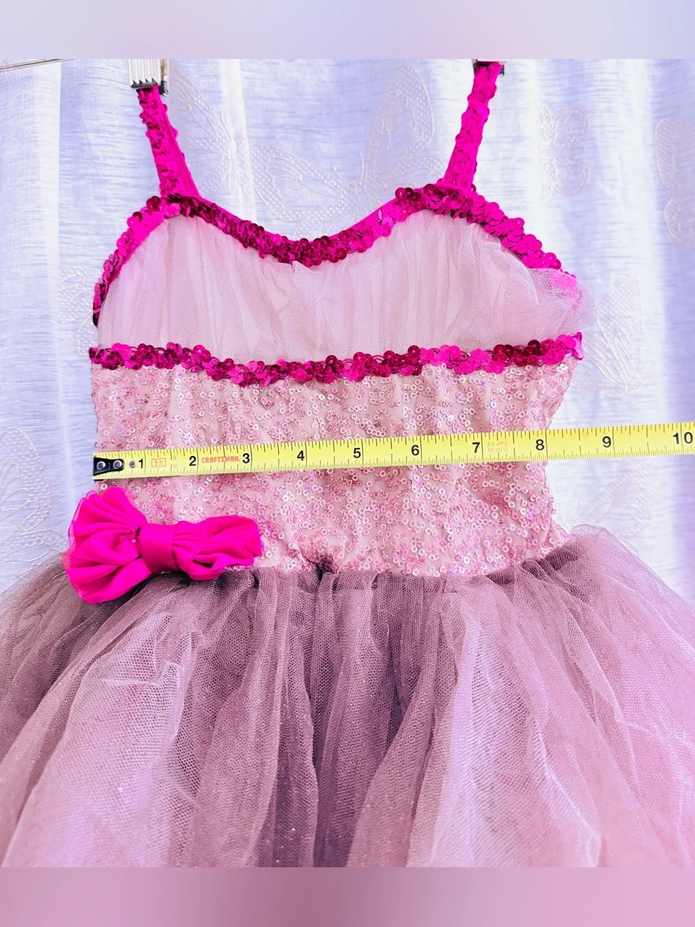 Curtain Call Sequined Pink Ballet Tutu Dance Costume with Attached Tail